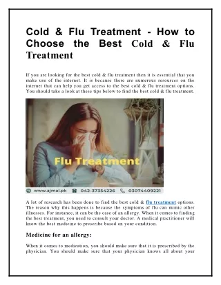 cold flu treatment how to choose the best cold