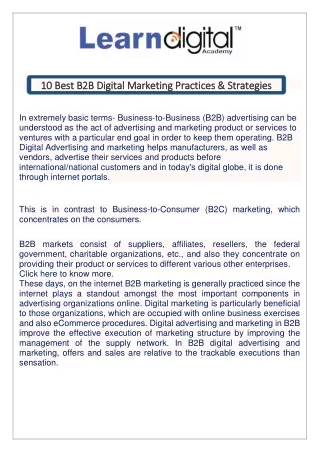 10 Best B2B Digital Marketing Practices & Strategies