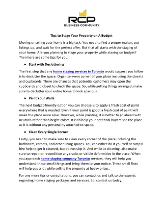 Tips to Stage Your Property on A Budget
