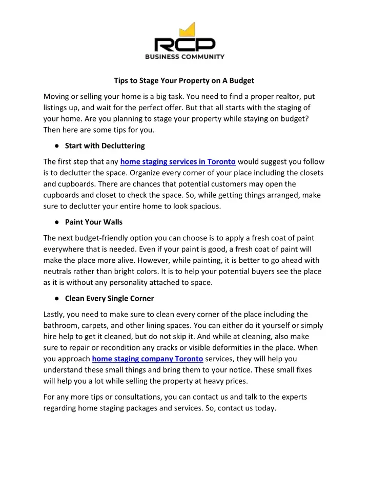 tips to stage your property on a budget