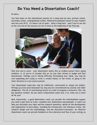 do you need a dissertation coach