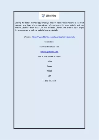 looking for latest hematology oncology jobs