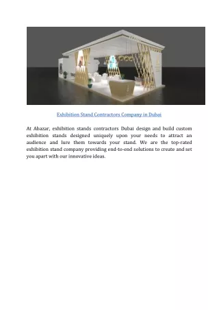 Exhibition Stand Contractors Company in Dubai