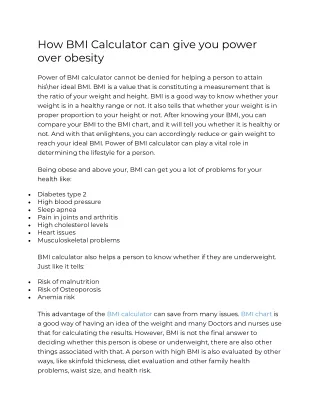 how bmi calculator can give you power over obesity