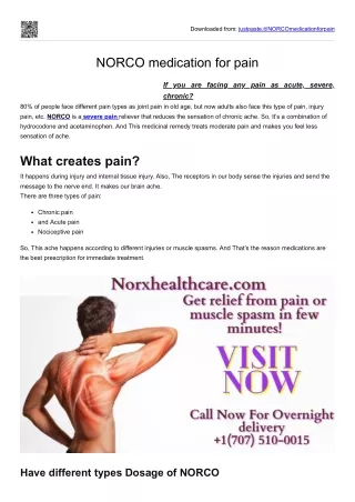 NORCO medication for pain