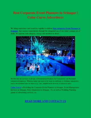 Best Corporate Event Planners in Srinagar | Color Curve Advertisers