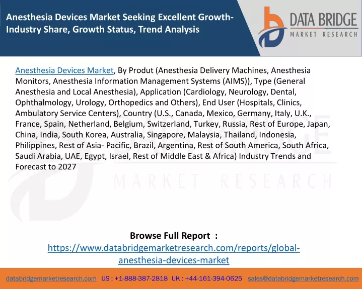 anesthesia devices market seeking excellent