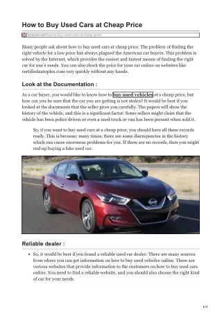 how to buy used cars at cheap price