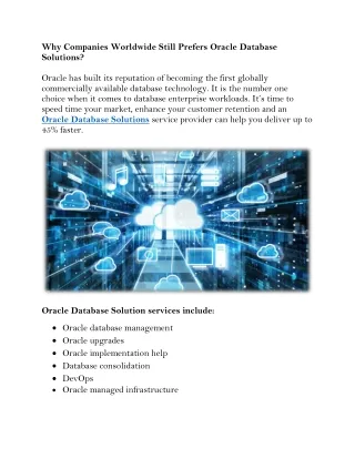 Why Companies Worldwide Still Prefers Oracle Database Solutions?