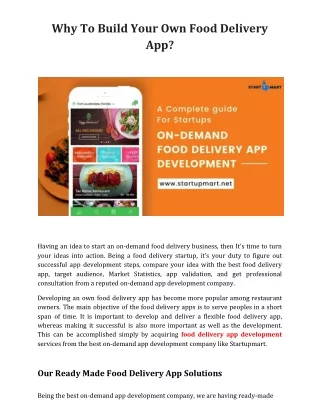why to build your own food delivery app