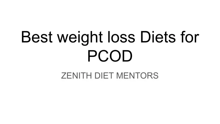 best weight loss diets for pcod