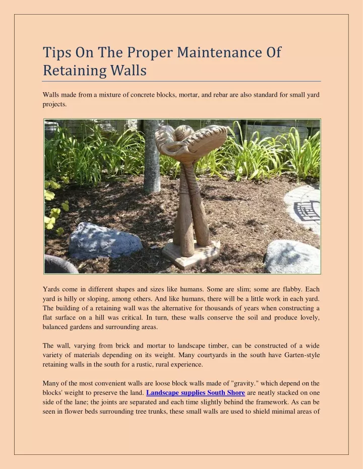 tips on the proper maintenance of retaining walls