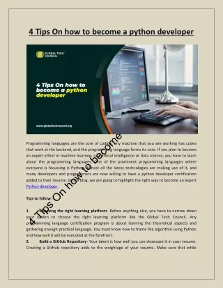 4 tips on how to become a python developer