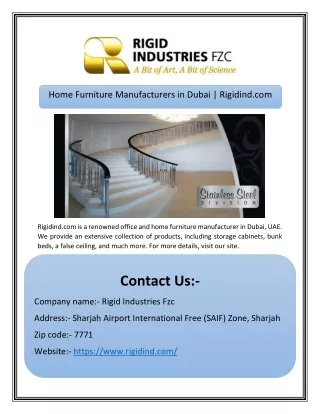 Home Furniture Manufacturers in Dubai | Rigidind.com