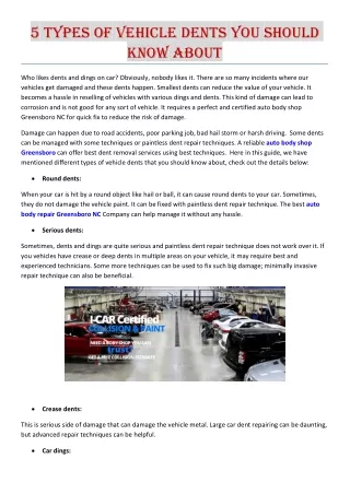 5 types of vehicle dents you should know about