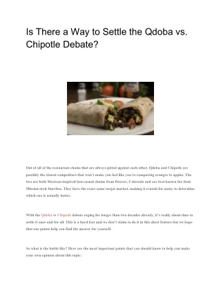 Is There a Way to Settle the Qdoba vs. Chipotle Debate?