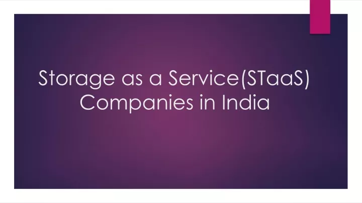 storage as a service staas companies in india