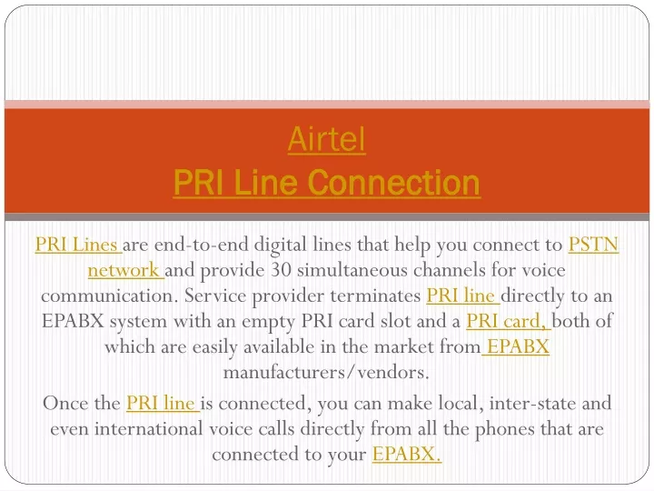 airtel pri line connection