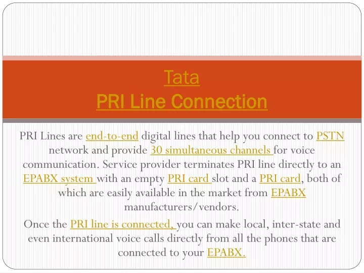 tata pri line connection