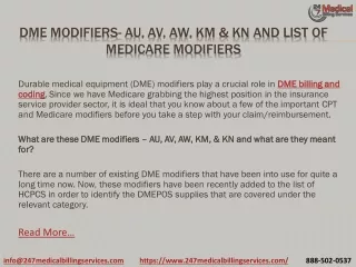 dme modifiers au av aw km kn and list of medicare