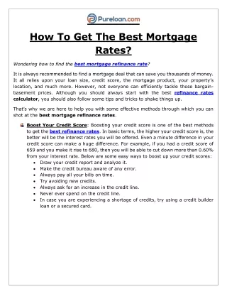 how to get the best mortgage rates