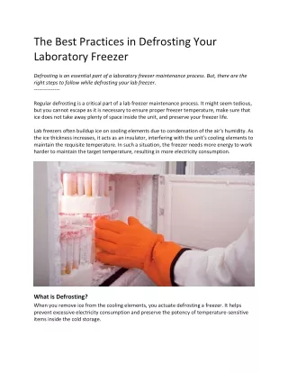 The Best Practices in Defrosting Your Laboratory Freezer