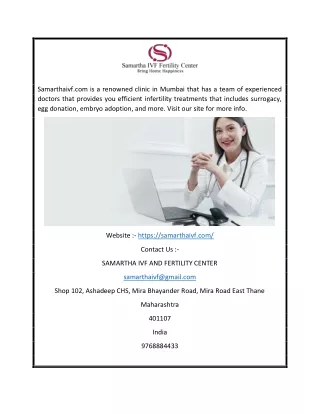 Infertility Clinic in Mumbai | Samarthaivf.com