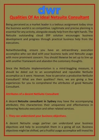 Qualities Of An Ideal Netsuite Consultant