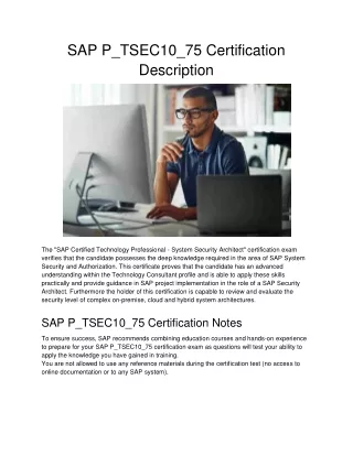 sap p tsec10 75 certification description