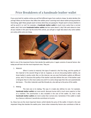 price breakdown of a handmade leather wallet