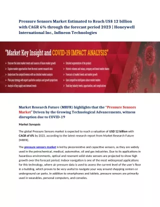 pressure sensors market estimated to reach