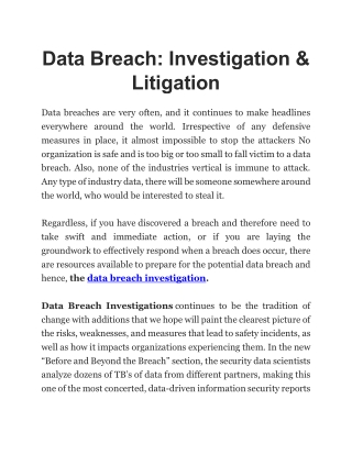 data breach investigation litigation