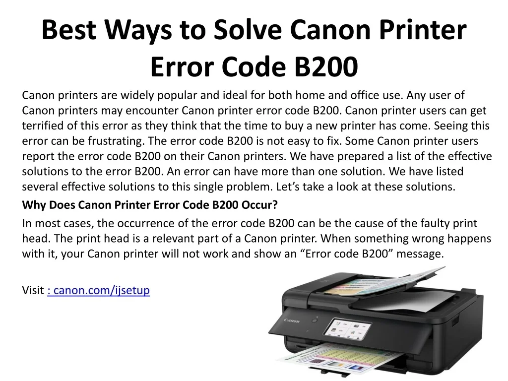 PPT - Best Ways to Solve Canon Printer Error Code B200 PowerPoint ...