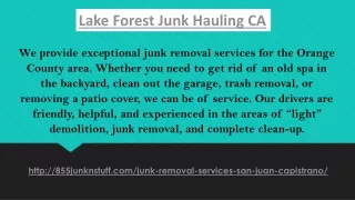 lake forest junk hauling ca