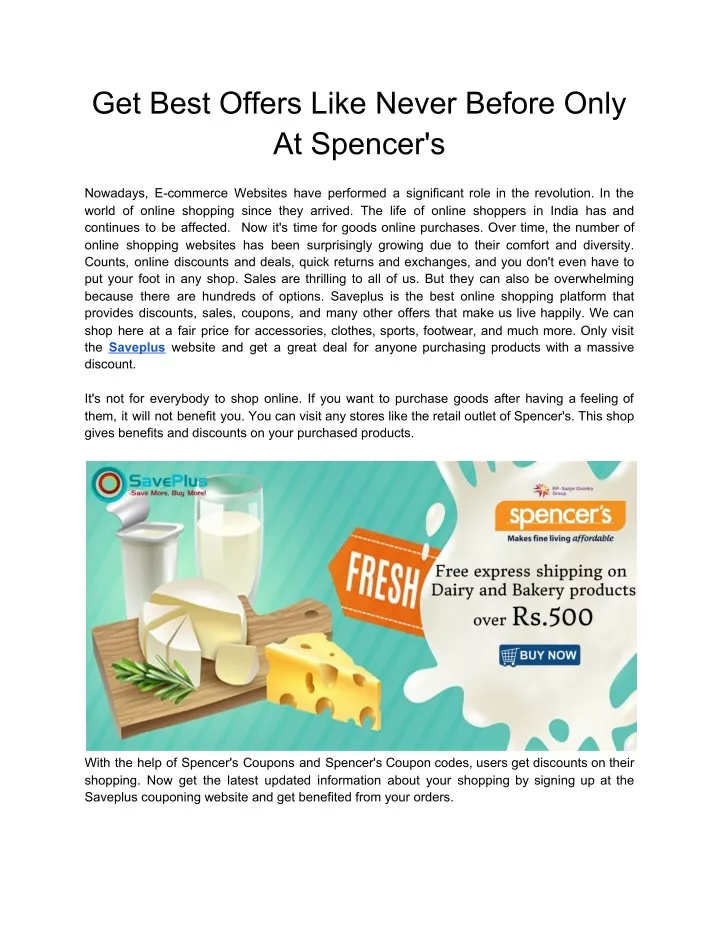 get best offers like never before only at spencer