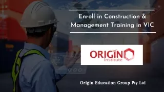 Enroll in Building & Construction management Course in VIC