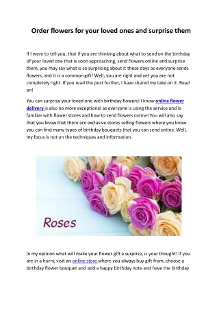 Order flowers for your loved ones and surprise them
