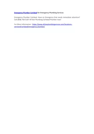 emergency plumber carlsbad for emergency plumbing