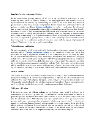 benefits of getting tableau certification