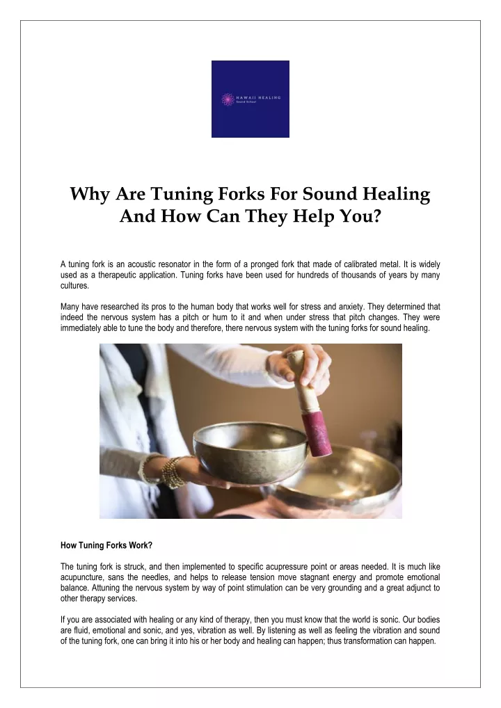 why are tuning forks for sound healing