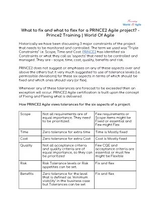 What to fix and what to flex for a PRINCE2 Agile project? | World Of Agile