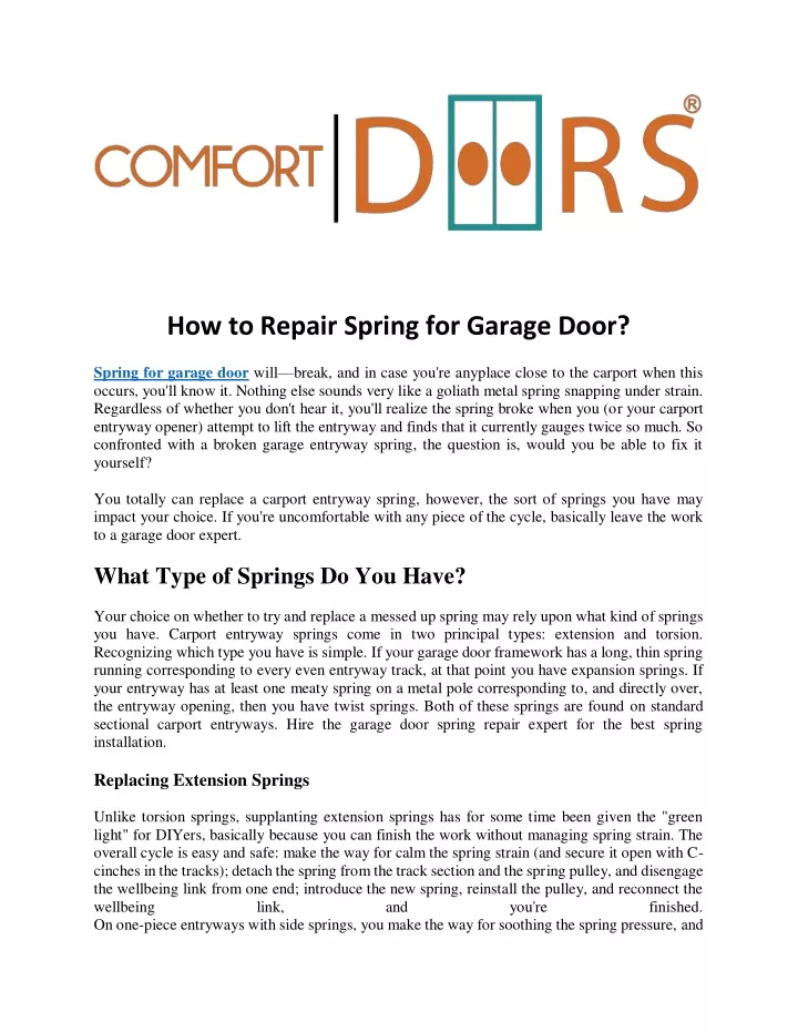how to repair spring for garage door