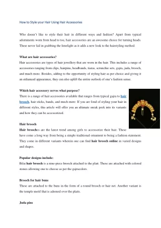 How to Style your Hair Using Hair Accessories