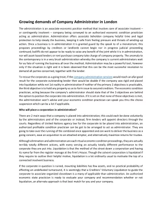 growing demands of company administrator in london