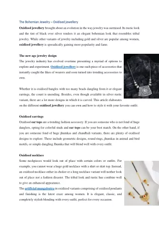 The Bohemian Jewelry – Oxidised jewellery