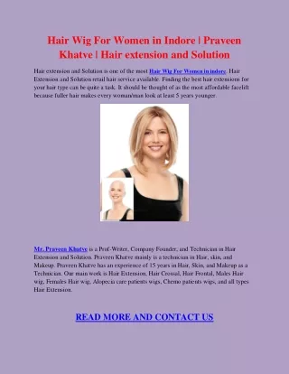 Hair Wig For Women in Indore | Praveen Khatve | Hair extension and Solution