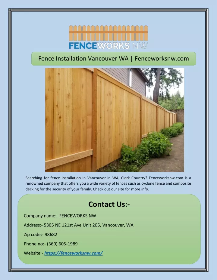 fence installation vancouver wa fenceworksnw com