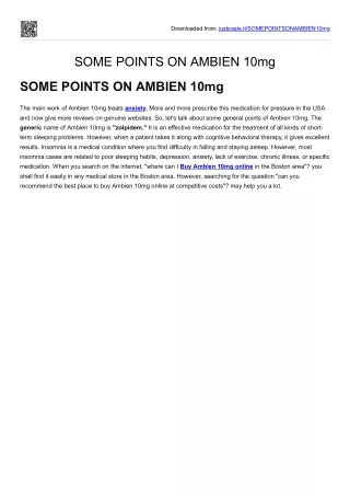 SOME POINTS ON AMBIEN 10mg