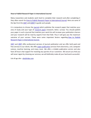 how to publish research paper in international