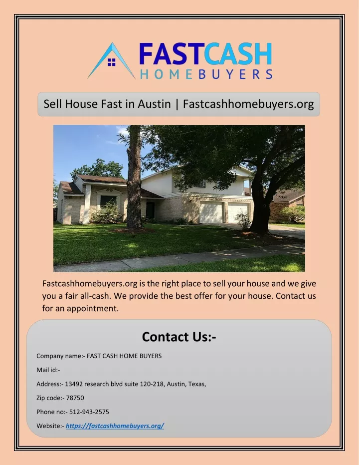 sell house fast in austin fastcashhomebuyers org